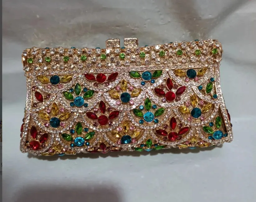 XIYUAN Women Rhinestones Clutch Purse Red Minaudiere Bag For Party Wedding Crystal Evening Bags Handbag Bridal Clutches Bag Lady