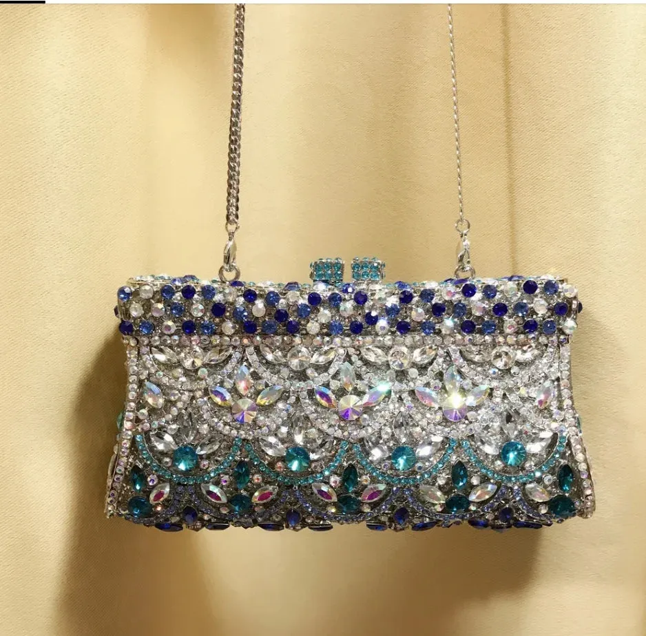 XIYUAN Women Rhinestones Clutch Purse Red Minaudiere Bag For Party Wedding Crystal Evening Bags Handbag Bridal Clutches Bag Lady