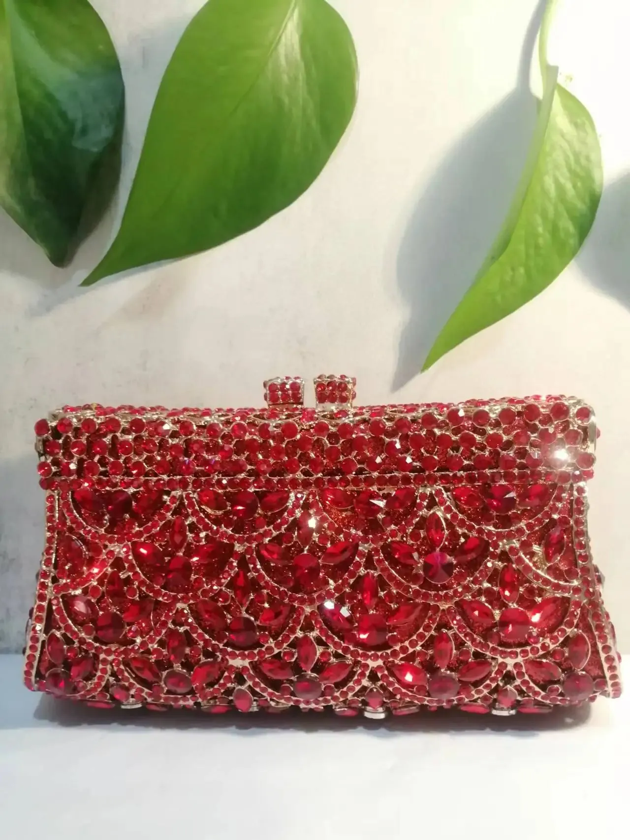 XIYUAN Women Rhinestones Clutch Purse Red Minaudiere Bag For Party Wedding Crystal Evening Bags Handbag Bridal Clutches Bag Lady