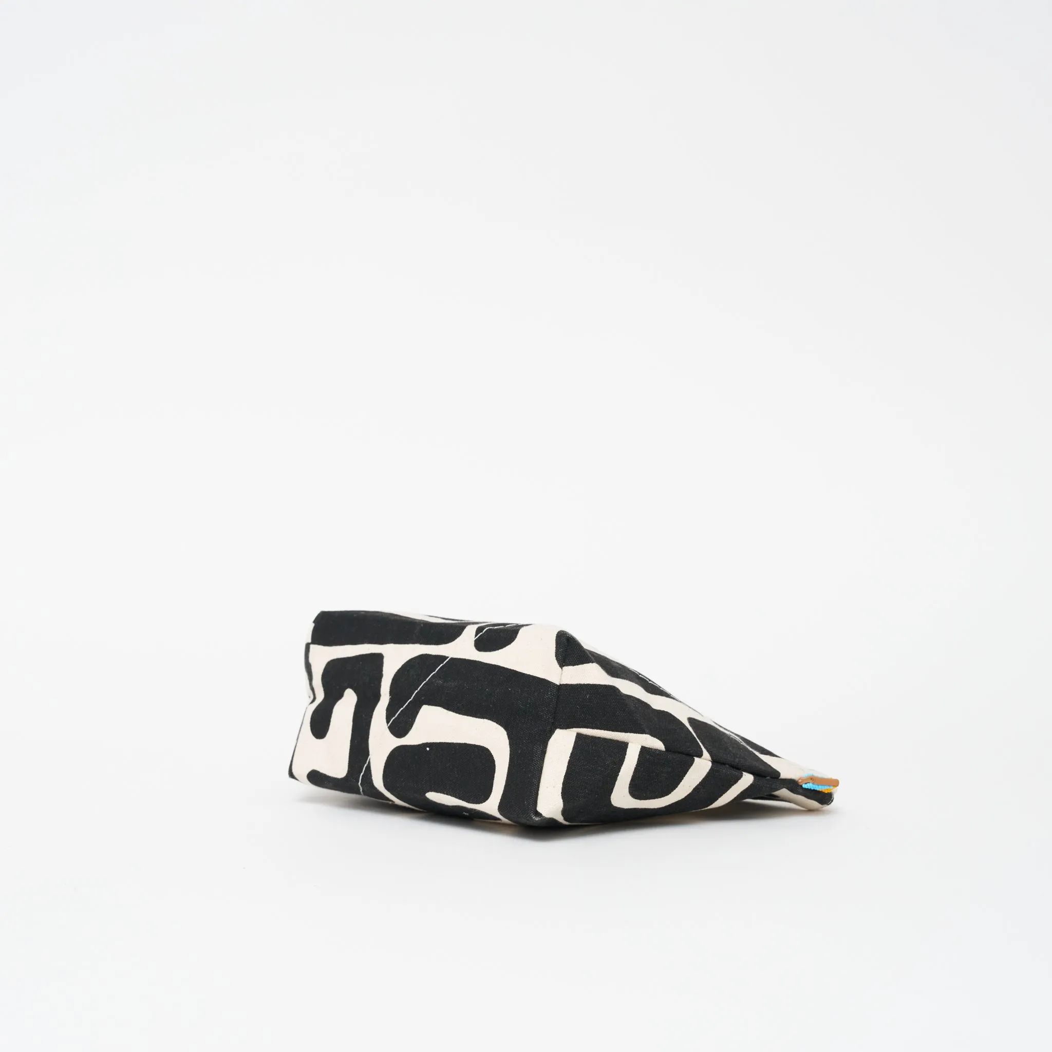 XLarge Convertible Pouch - Black Kuba with Beaded Gold Heart