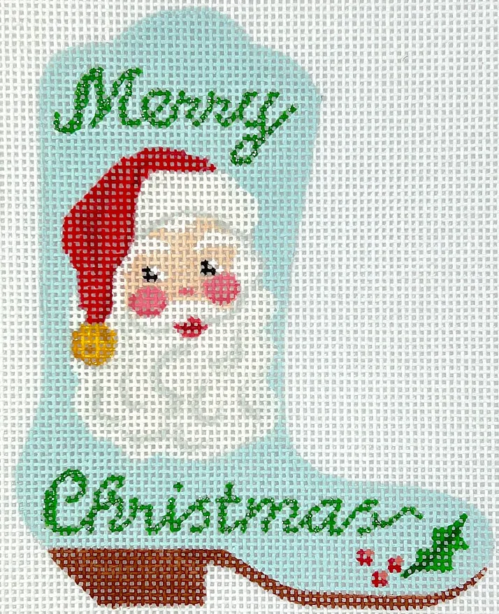 XM-189 Mini Cowgirl Boot – “Merry Christmas” Santa