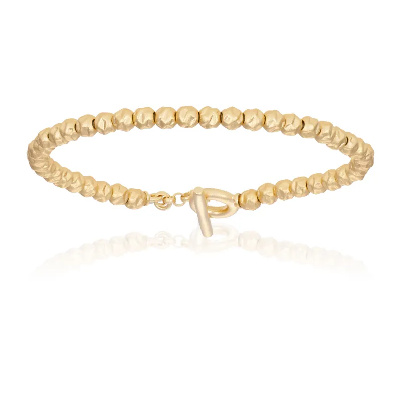 Yellow Gold Rock Beaded Bracelet