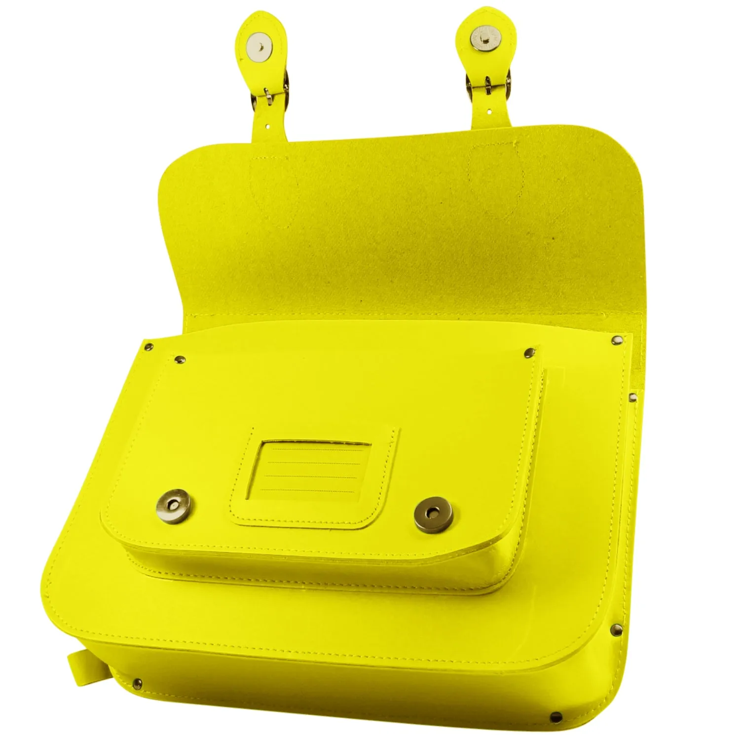 Yellow School Satchel Style Bag in Bonded Leather - Medium