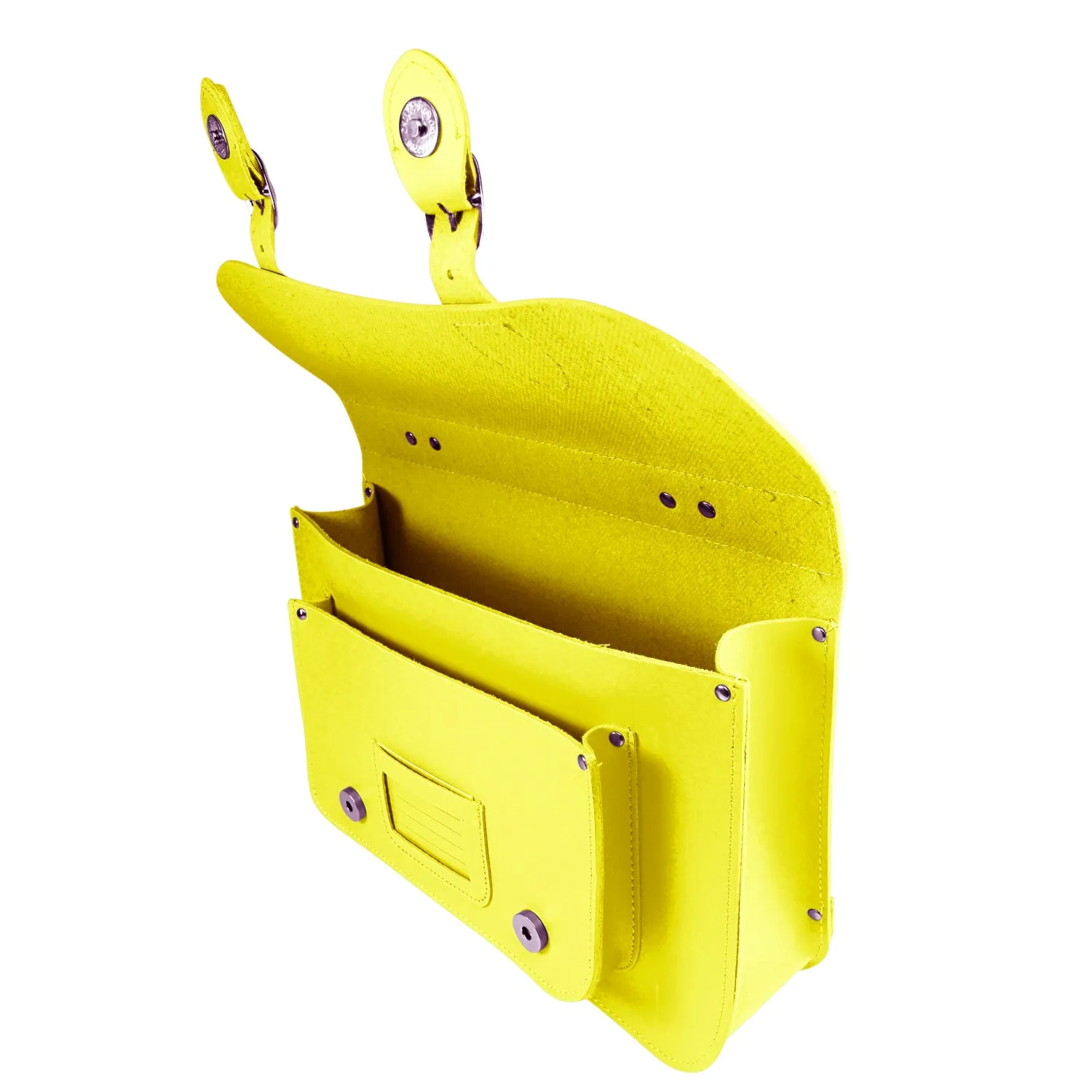 Yellow School Satchel Style Bag in Bonded Leather - Medium
