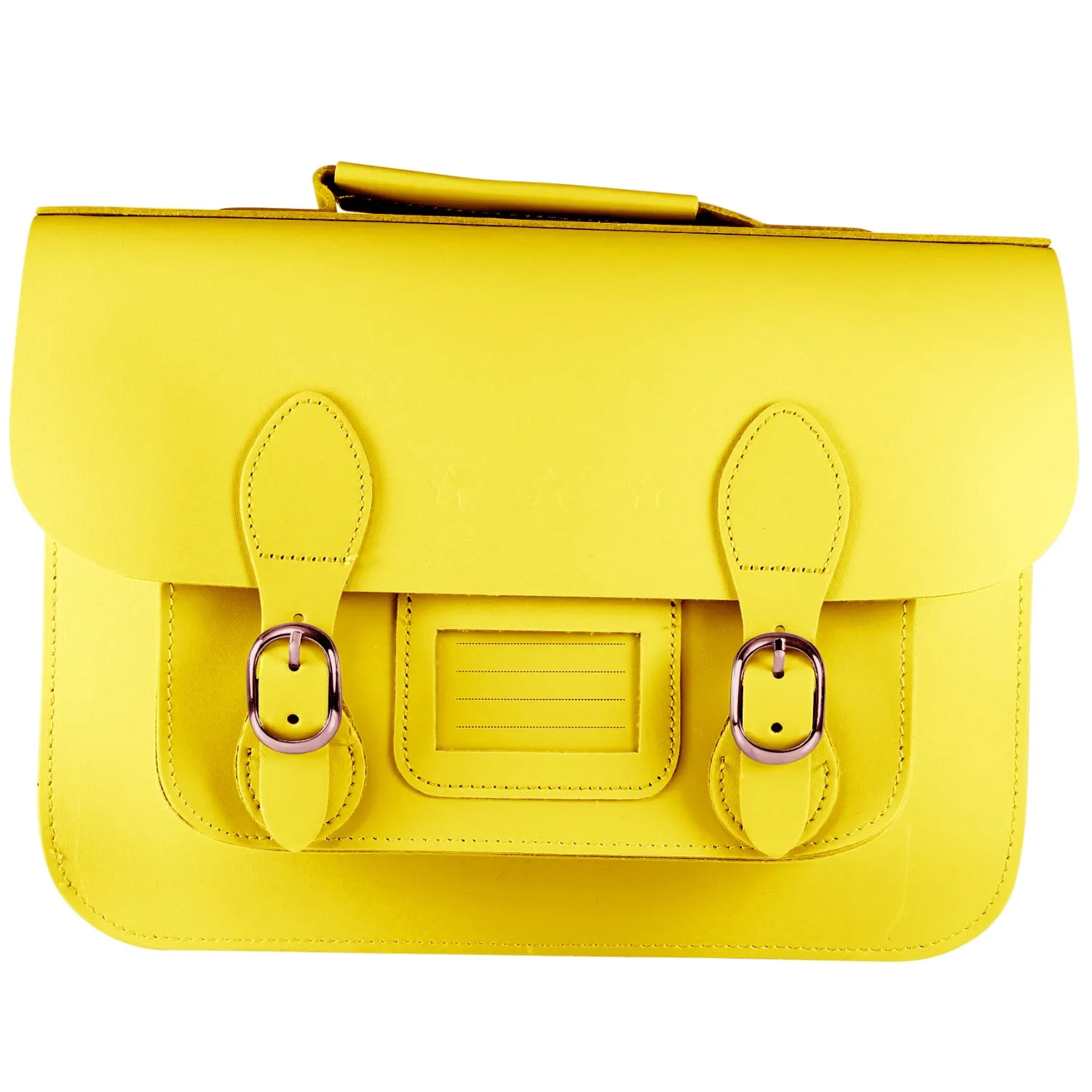 Yellow School Satchel Style Bag in Bonded Leather - Medium