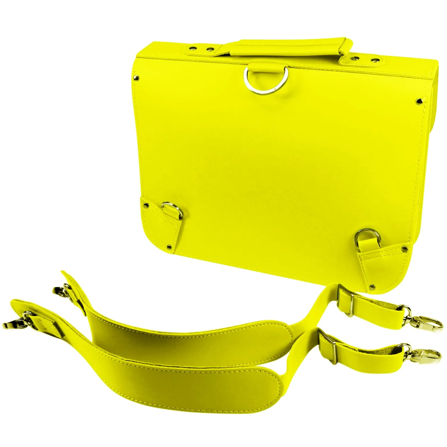 Yellow School Satchel Style Bag in Bonded Leather - Medium