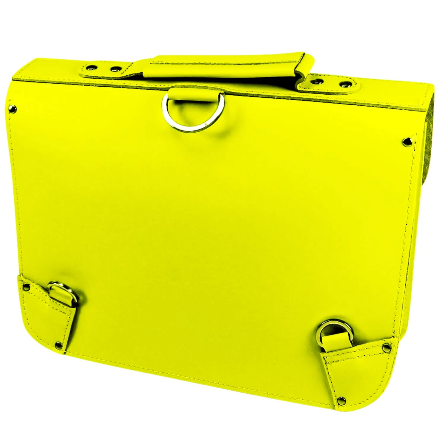 Yellow School Satchel Style Bag in Bonded Leather - Medium