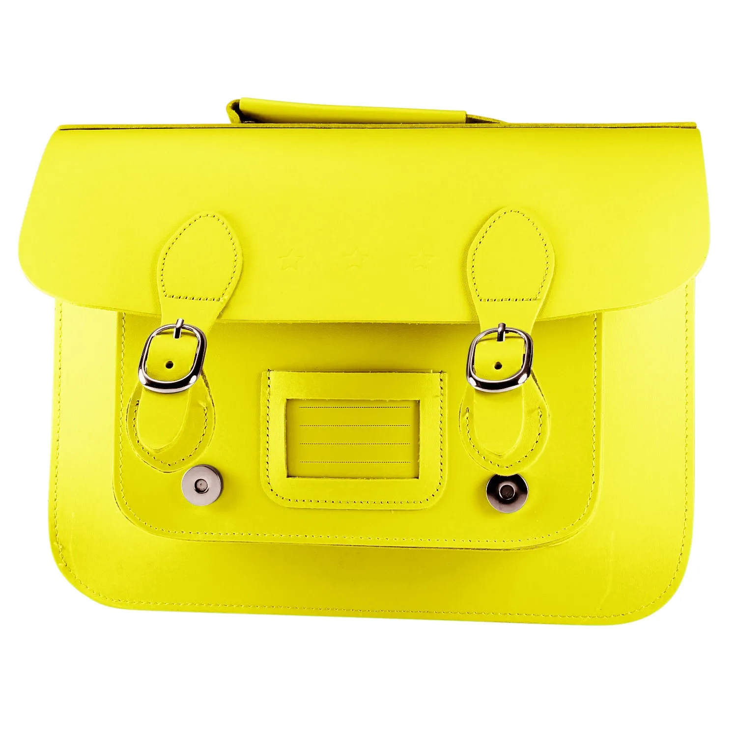 Yellow School Satchel Style Bag in Bonded Leather - Medium