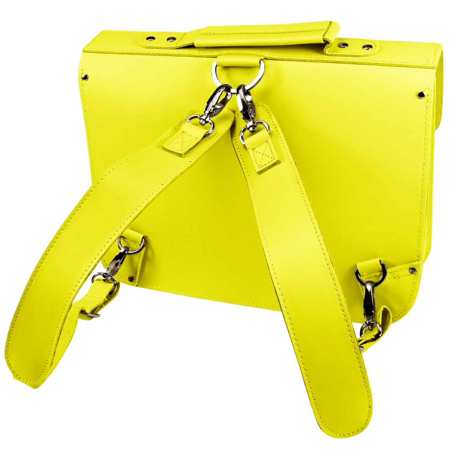 Yellow School Satchel Style Bag in Bonded Leather - Medium