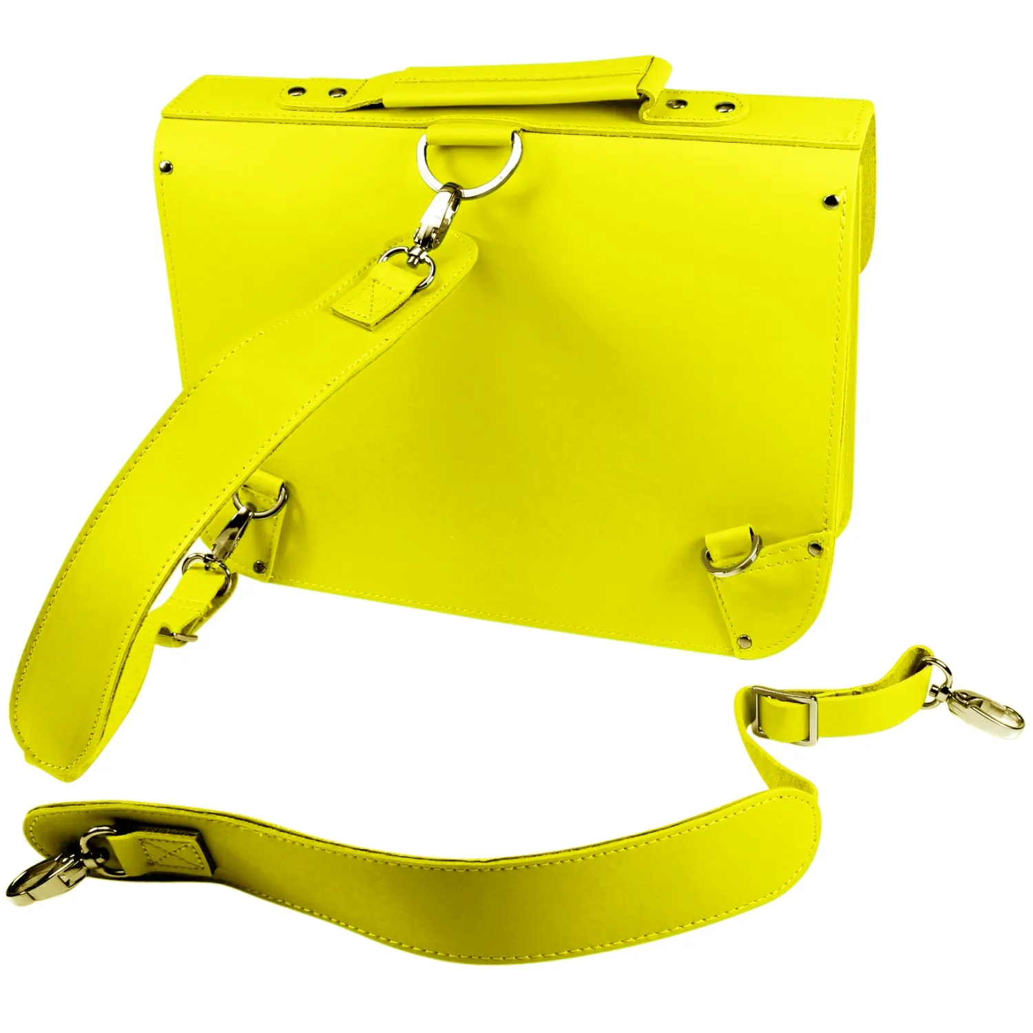 Yellow School Satchel Style Bag in Bonded Leather - Medium