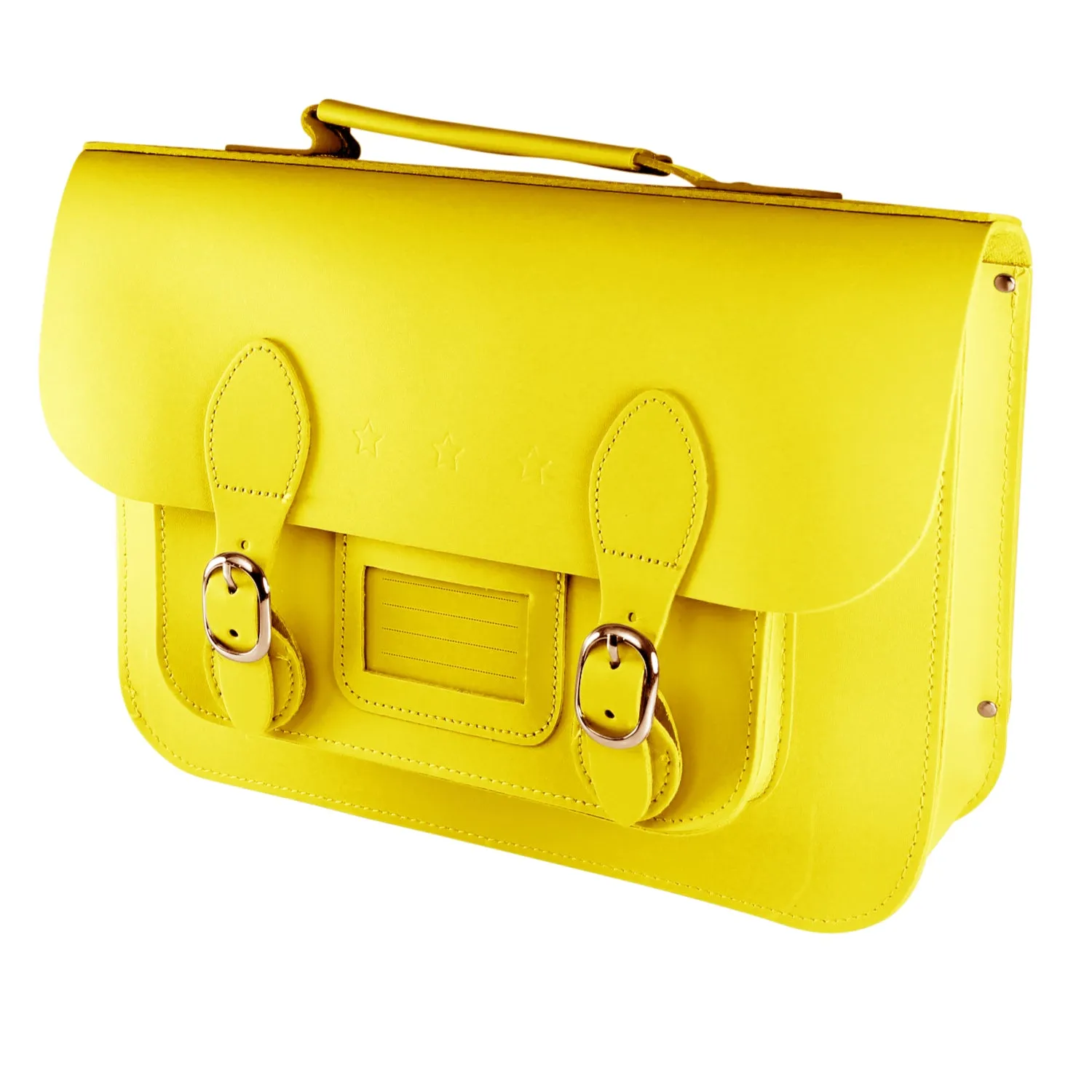 Yellow School Satchel Style Bag in Bonded Leather - Medium