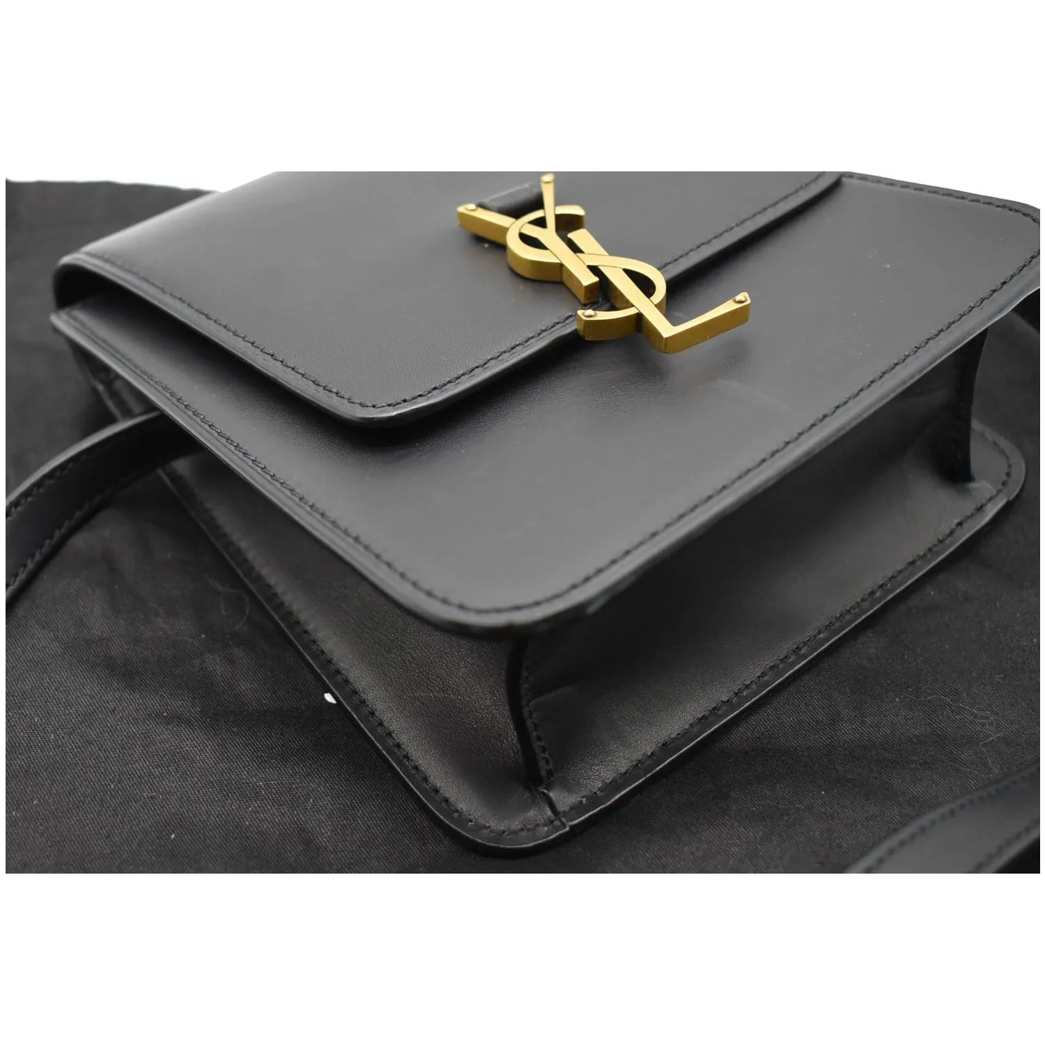YVES SAINT LAURENT Kaia North/South Leather Satchel Bag Black