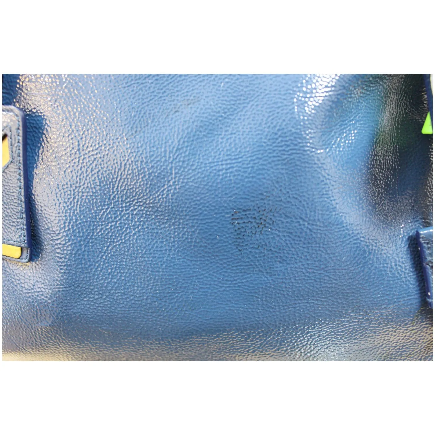 YVES SAINT LAURENT Majorelle Patent Leather Satchel Bag Blue