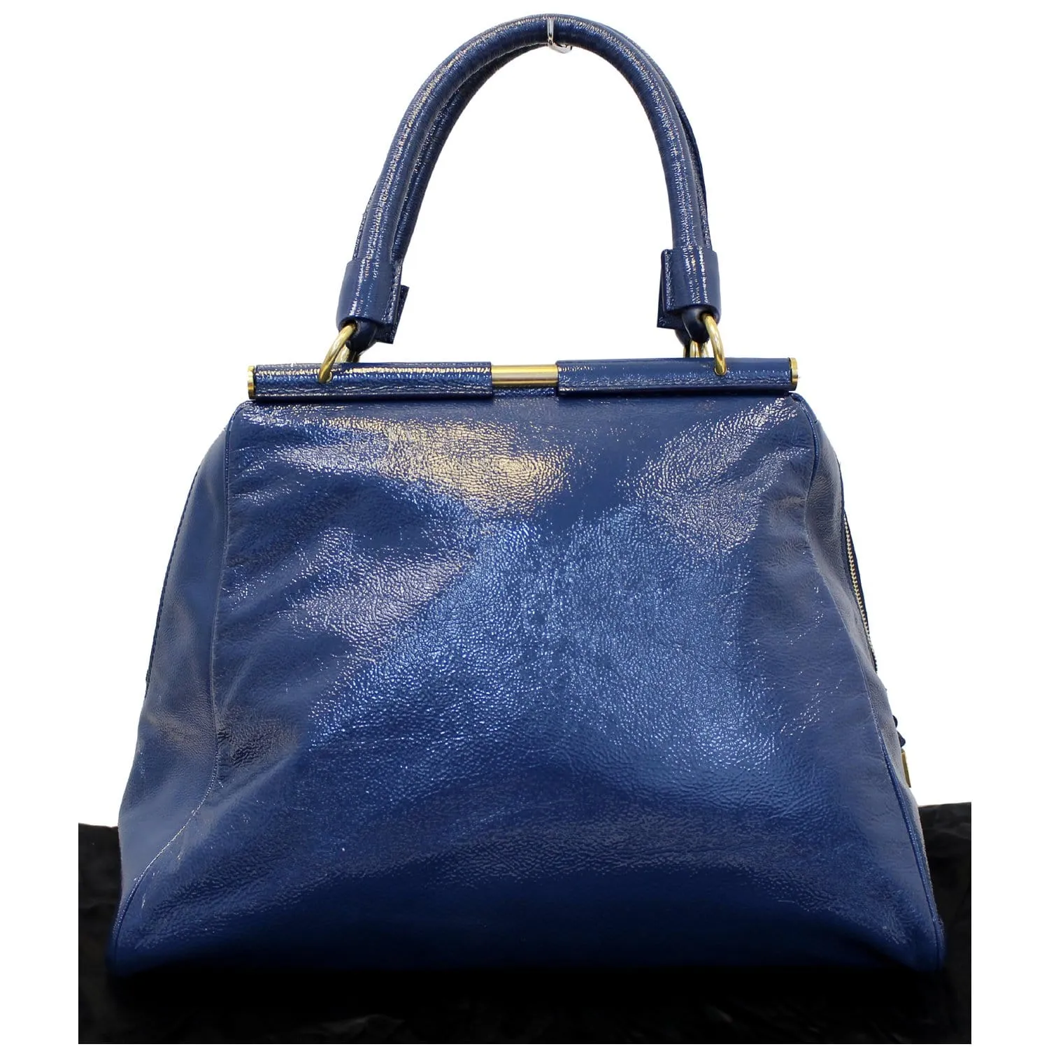 YVES SAINT LAURENT Majorelle Patent Leather Satchel Bag Blue