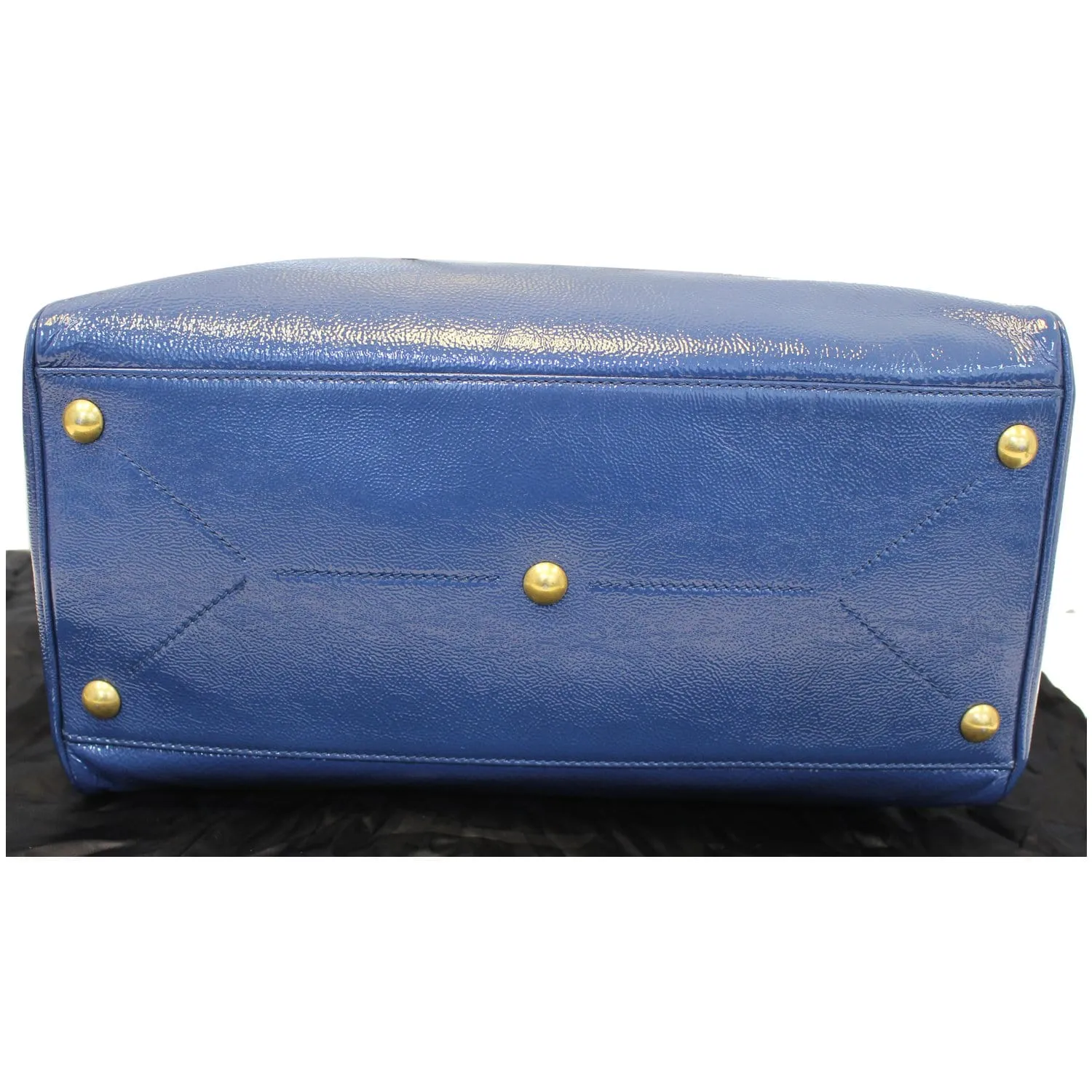 YVES SAINT LAURENT Majorelle Patent Leather Satchel Bag Blue
