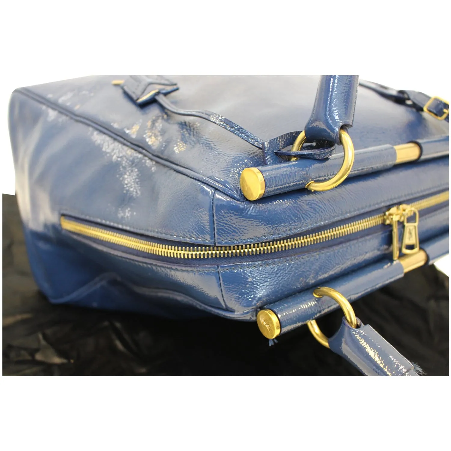 YVES SAINT LAURENT Majorelle Patent Leather Satchel Bag Blue