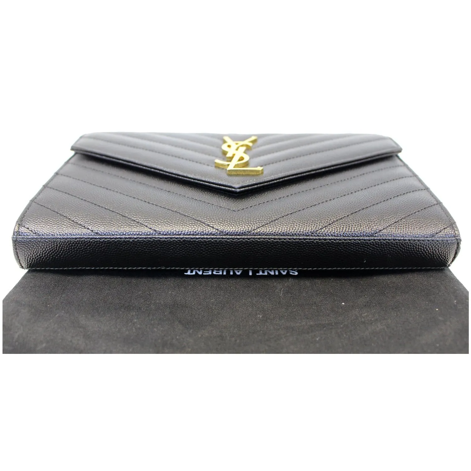 YVES SAINT LAURENT Matelasse Envelope Chain Wallet Black