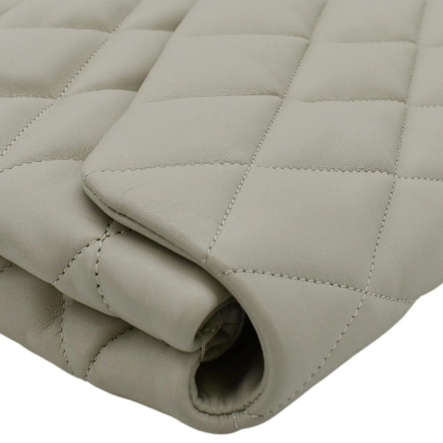 YVES SAINT LAURENT Sade Puffer Quilted  Leather Envelope Clutch Off White