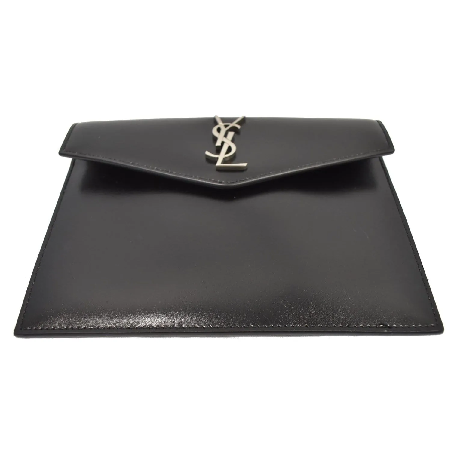 YVES SAINT LAURENT Uptown Large Envelope Leather Pouch Black
