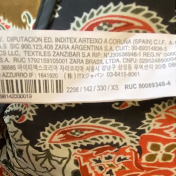 Zara Mixed Print Faux Wrap Skirt with Fringe Sz XS