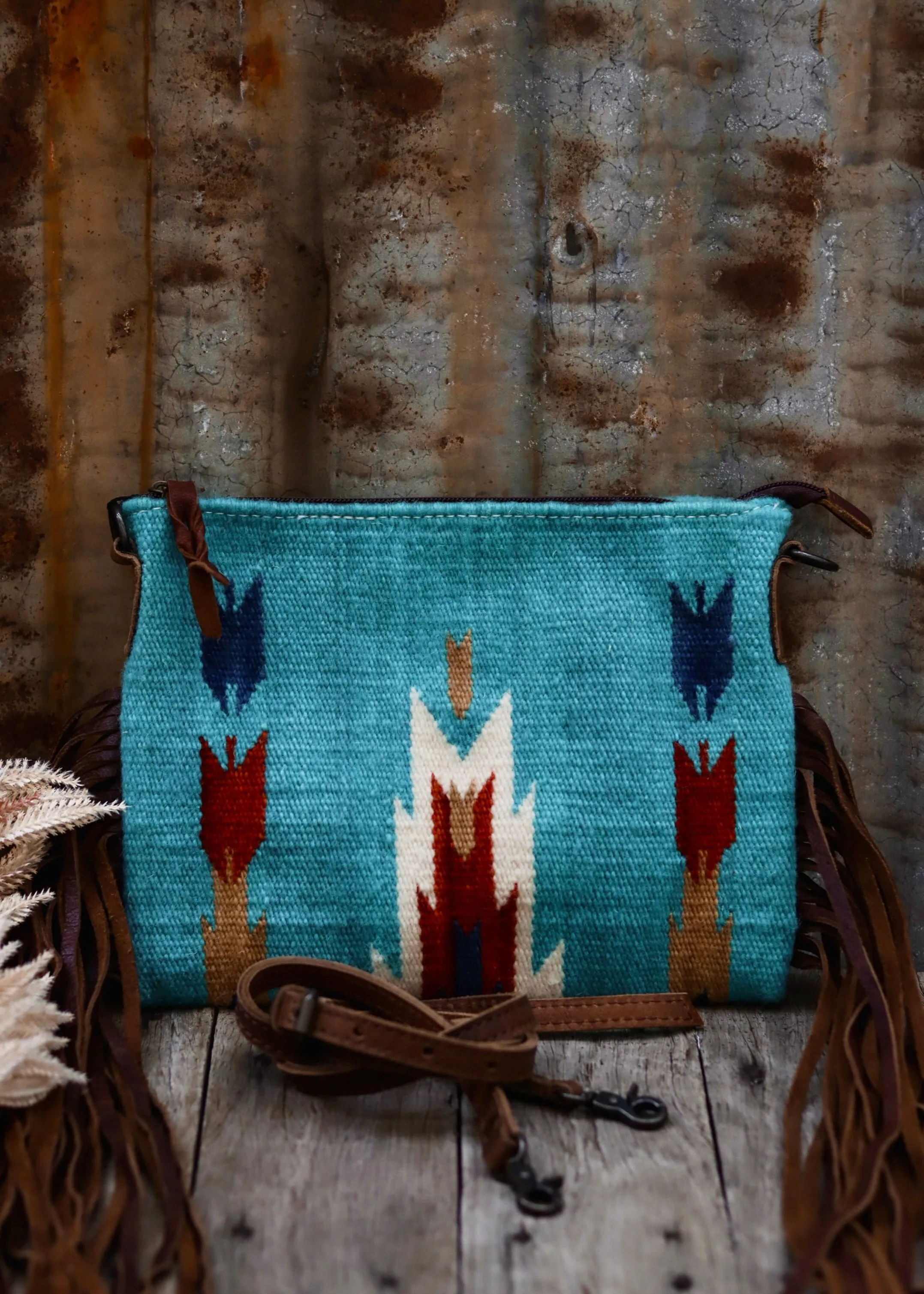 Zoe Saddle Blanket Crossbody Bag in Blue