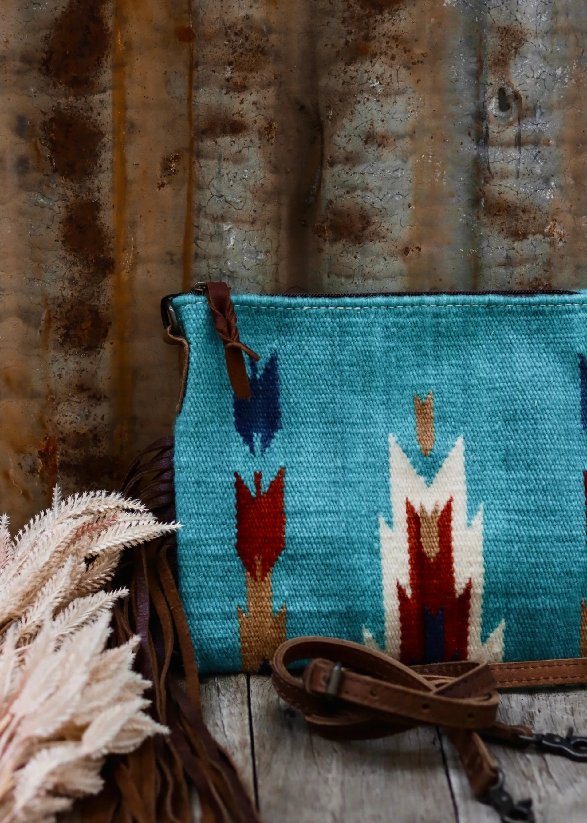 Zoe Saddle Blanket Crossbody Bag in Blue