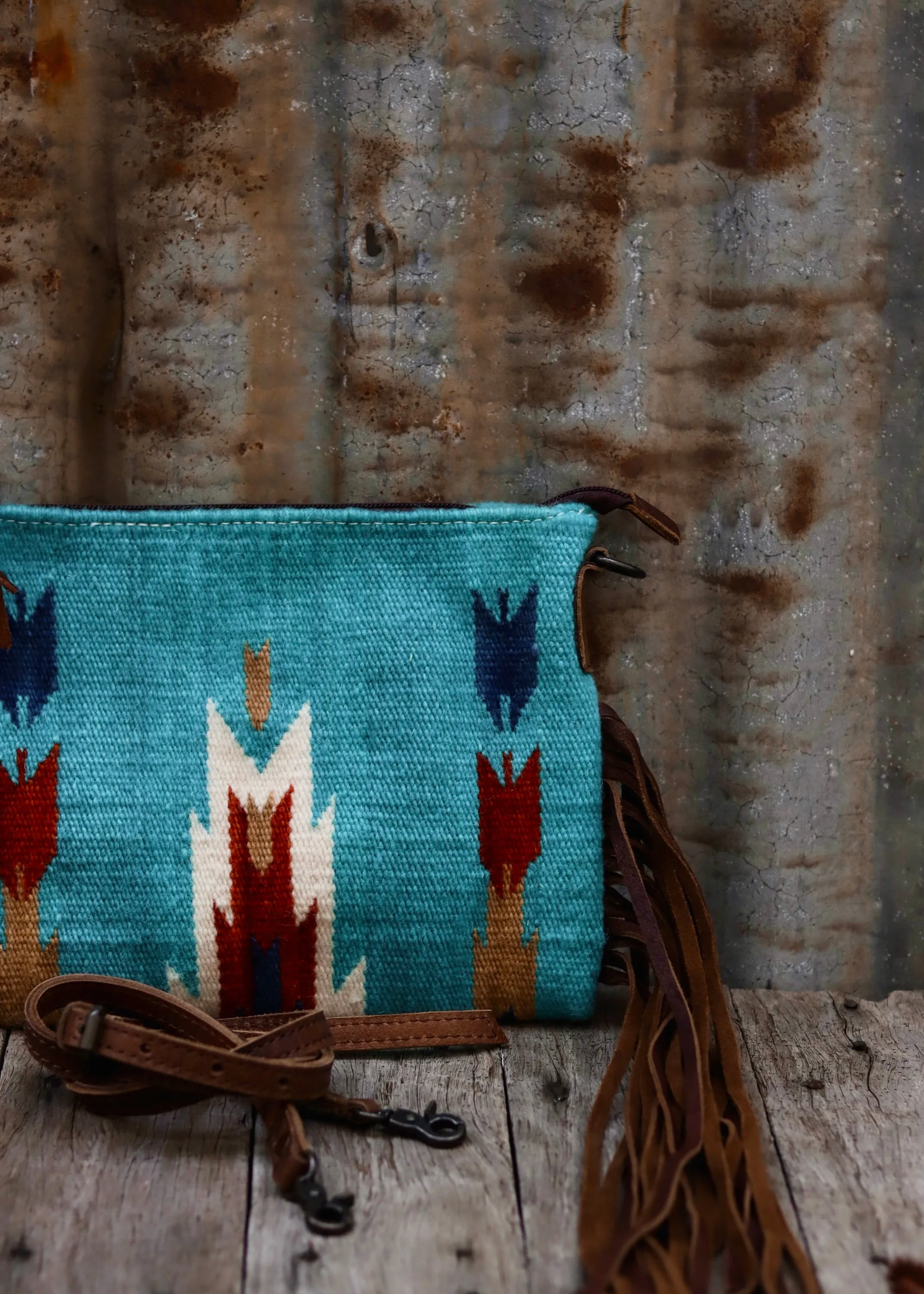 Zoe Saddle Blanket Crossbody Bag in Blue