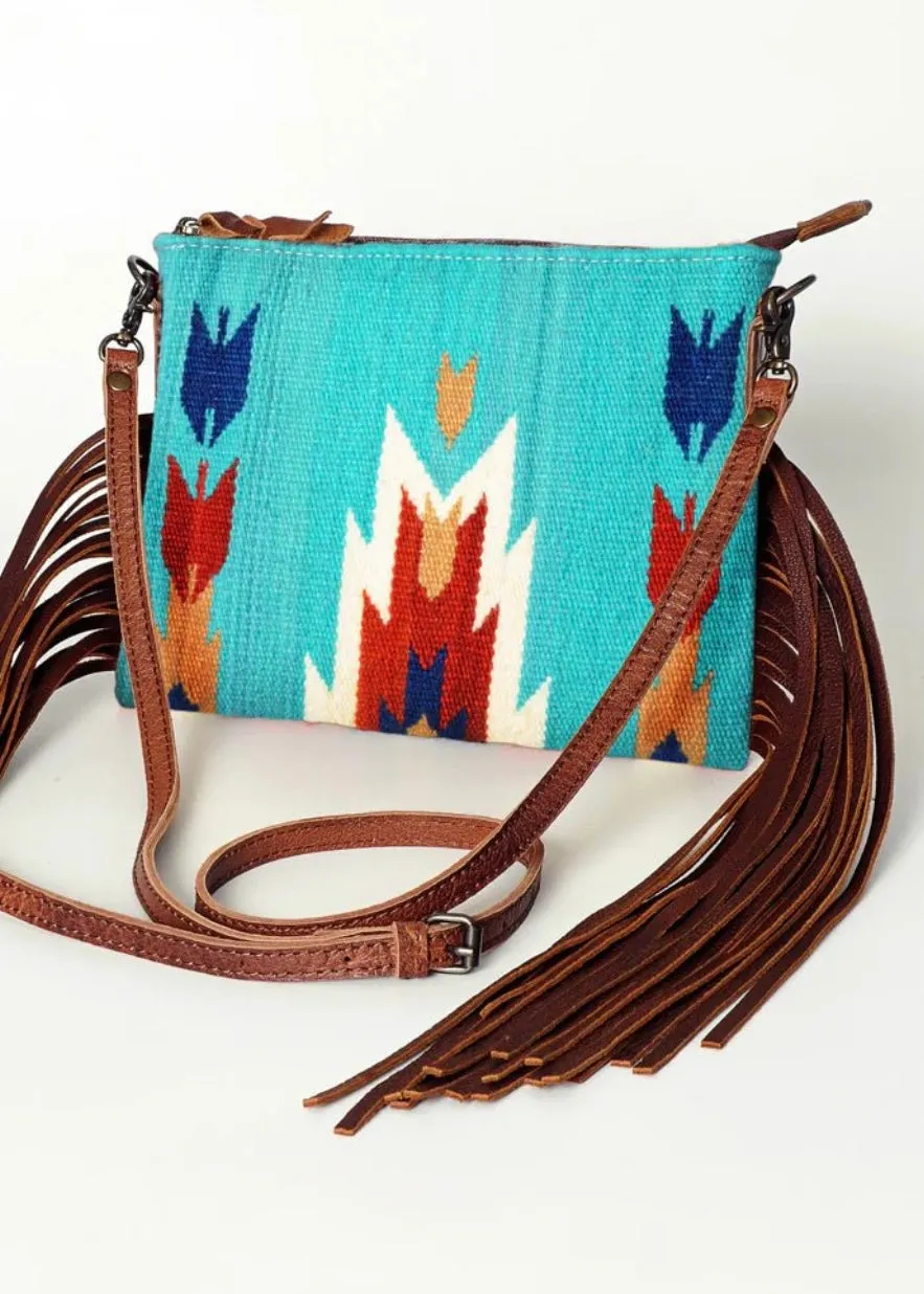 Zoe Saddle Blanket Crossbody Bag in Blue