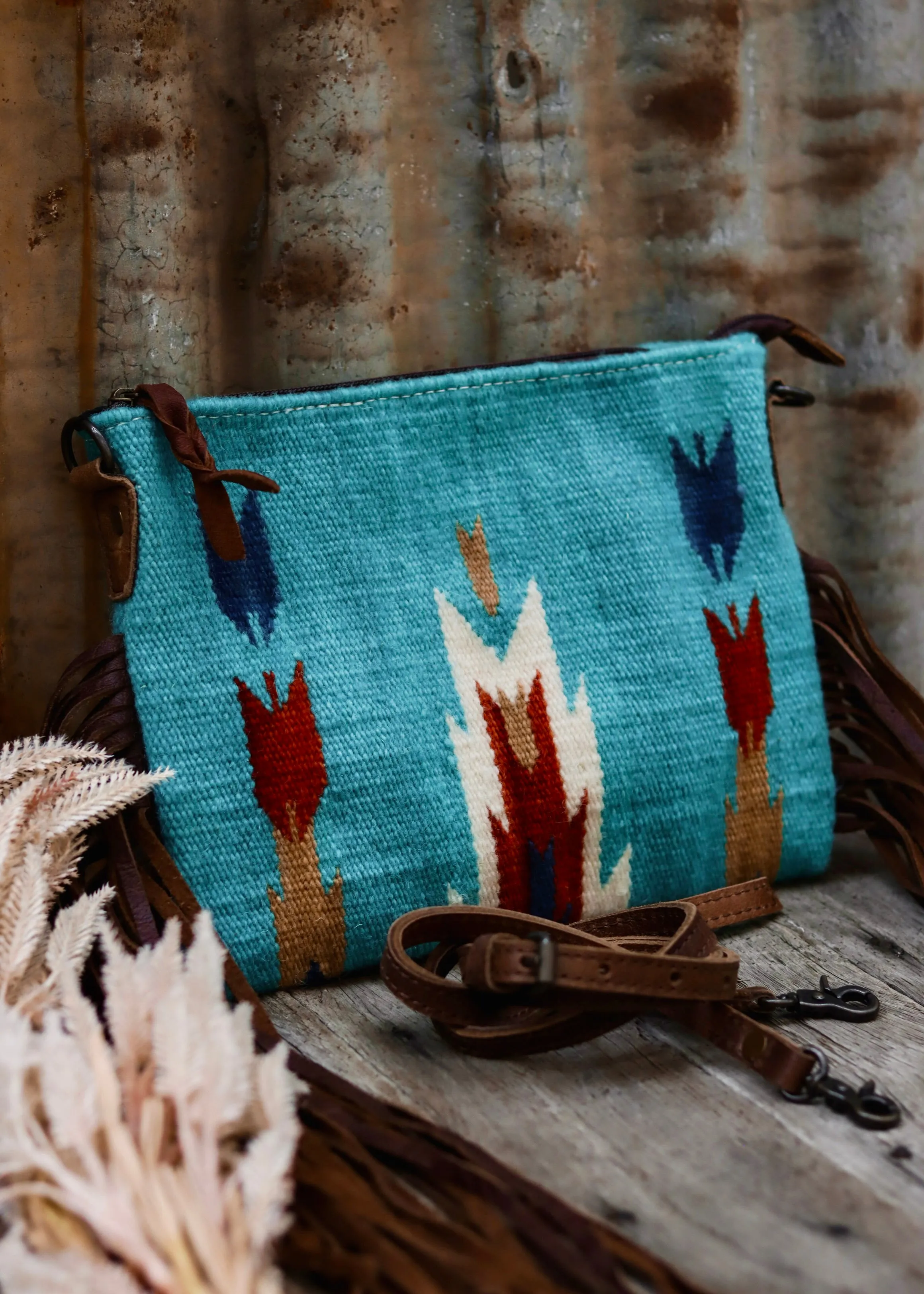 Zoe Saddle Blanket Crossbody Bag in Blue